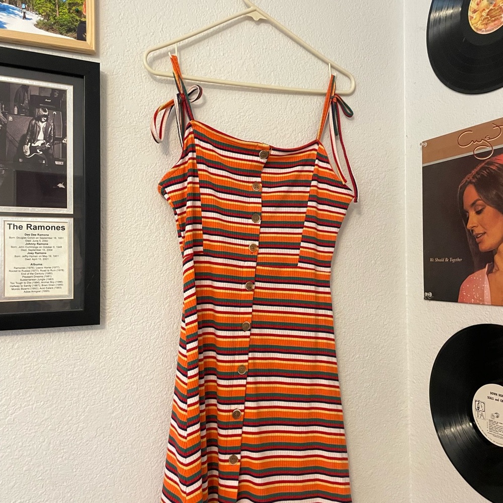 Striped Orange Midi Dress